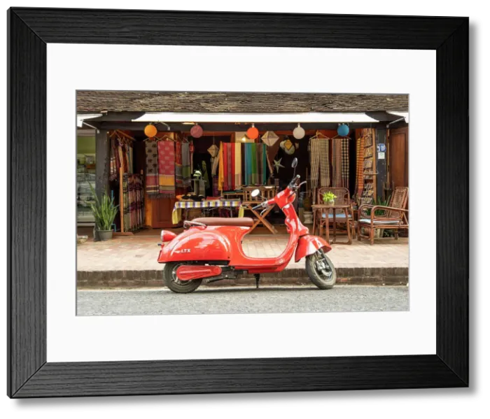 Framed Print : Red Vespa, Luang Prabang (ancient capital of Laos on the Mekong river), Laos Framed Print : Red Vespa, Luang Prabang (ancient capital of Laos on the Mekong river), Laos