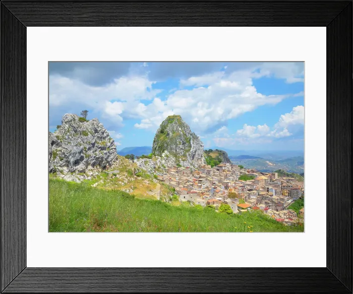 Framed Print : View of Caltabellotta village, Caltabellotta, Agrigento district, Sicily, Italy Framed Print : View of Caltabellotta village, Caltabellotta, Agrigento district, Sicily, Italy