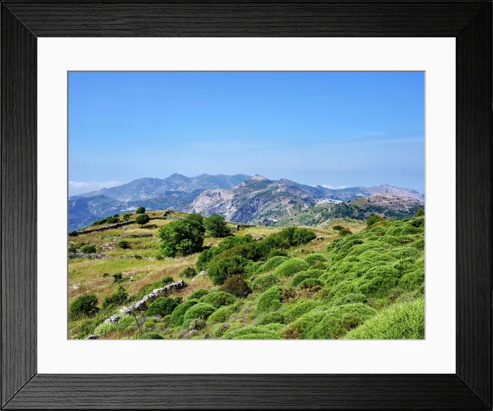 Framed Print : Landscape seen from the slope of Mount Zas or Zeus, Naxos Island, Cyclades, Greece Framed Print : Landscape seen from the slope of Mount Zas or Zeus, Naxos Island, Cyclades, Greece