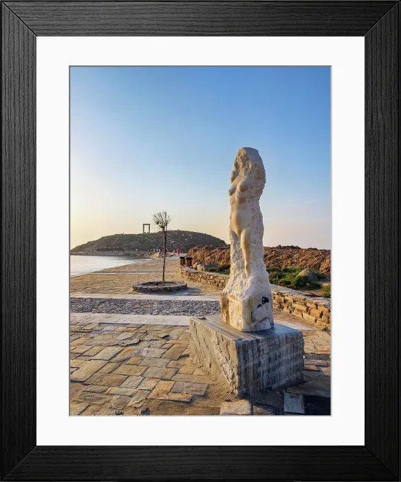 Framed Print : Statue of Aphrodite and Temple of Apollo at sunset, Chora, Naxos City, Naxos Island, Cyclades, Greece Framed Print : Statue of Aphrodite and Temple of Apollo at sunset, Chora, Naxos City, Naxos Island, Cyclades, Greece