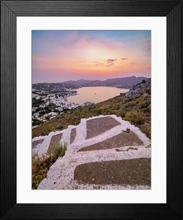 Framed Print : Agia Marina at dusk, elevated view, Leros Island, Dodecanese, Greece Framed Print : Agia Marina at dusk, elevated view, Leros Island, Dodecanese, Greece