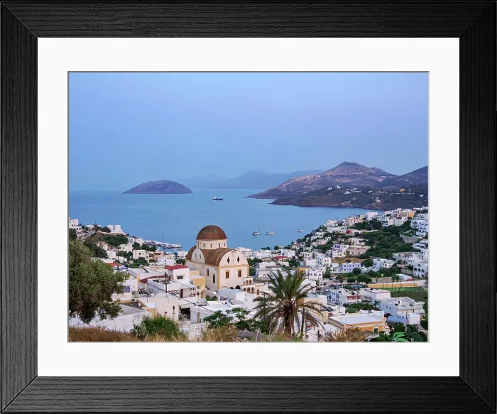 Framed Print : View towards the Church of Christ and Pandeli Bay at dusk, Platanos, Agia Marina, Leros Island, Dodecanese, Greece Framed Print : View towards the Church of Christ and Pandeli Bay at dusk, Platanos, Agia Marina, Leros Island, Dodecanese, Greece