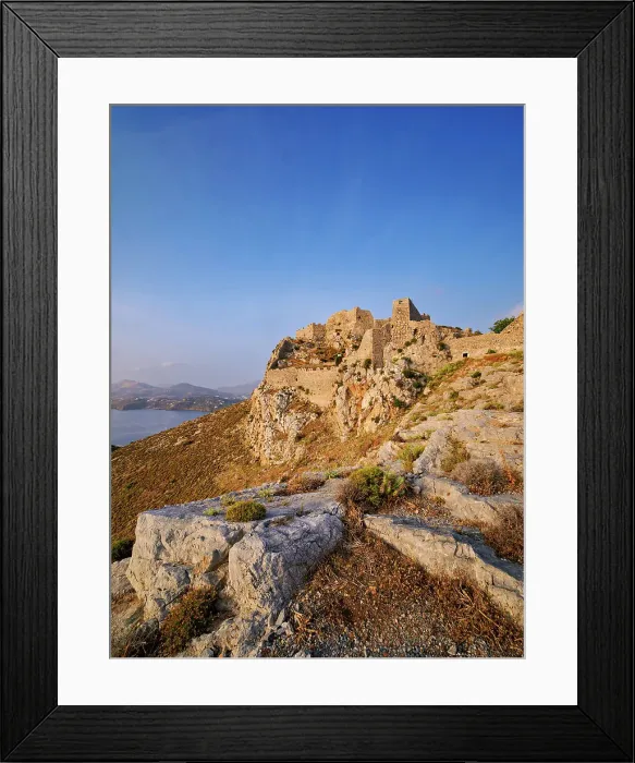 Framed Print : Medieval Castle of Pandeli at sunrise, Leros Island, Dodecanese, Greece Framed Print : Medieval Castle of Pandeli at sunrise, Leros Island, Dodecanese, Greece