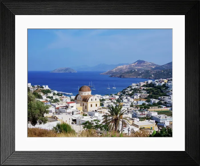 Framed Print : View towards the Church of Christ and Pandeli Bay, Platanos, Agia Marina, Leros Island, Dodecanese, Greece Framed Print : View towards the Church of Christ and Pandeli Bay, Platanos, Agia Marina, Leros Island, Dodecanese, Greece