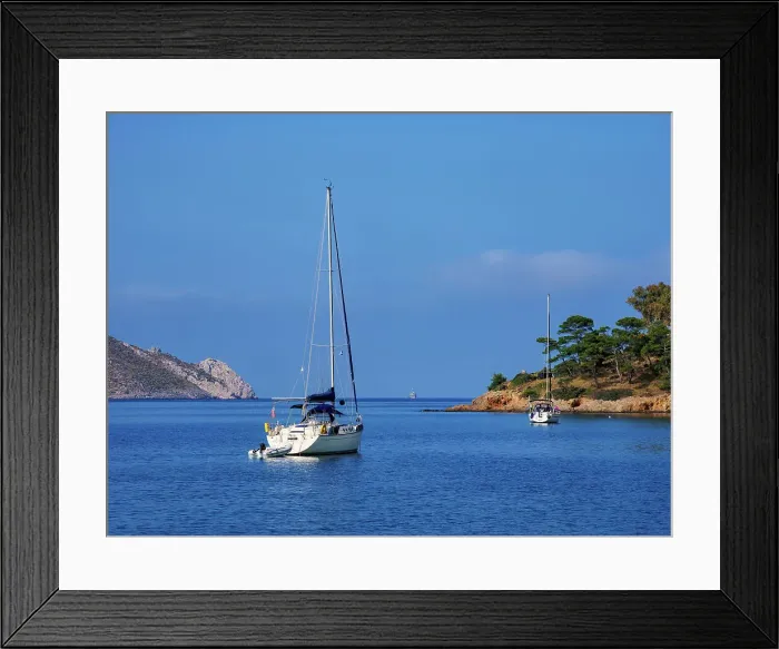 Framed Print : Sailboat at the Lakki Town bay, Leros Island, Dodecanese, Greece Framed Print : Sailboat at the Lakki Town bay, Leros Island, Dodecanese, Greece