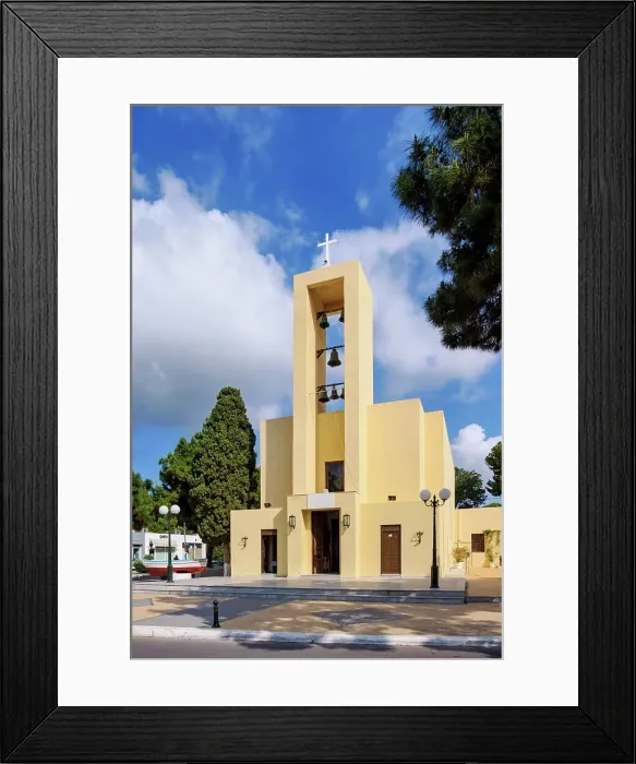 Framed Print : Church of Agios Nikolaos, Lakki Town, Leros Island, Dodecanese, Greece