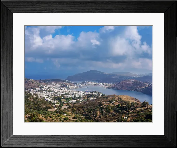 Framed Print : View towards Skala, Patmos Island, Dodecanese, Greece Framed Print : View towards Skala, Patmos Island, Dodecanese, Greece