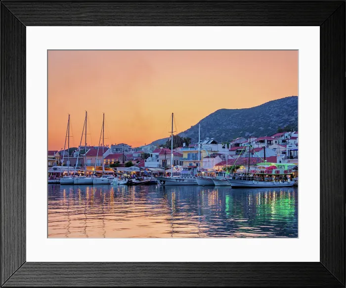 Framed Print : Port of Pythagoreio at dusk, Samos Island, North Aegean, Greece Framed Print : Port of Pythagoreio at dusk, Samos Island, North Aegean, Greece