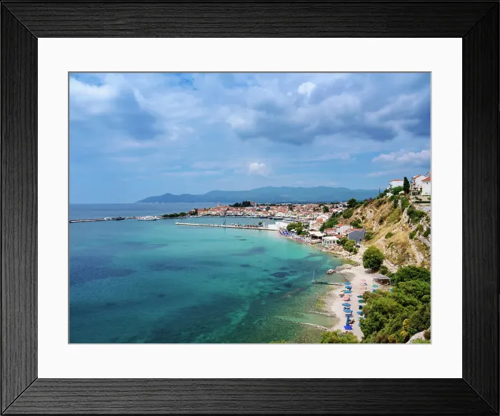 Framed Print : Paradise Beach and the waterfront of Pythagoreio, Samos Island, North Aegean, Greece Framed Print : Paradise Beach and the waterfront of Pythagoreio, Samos Island, North Aegean, Greece
