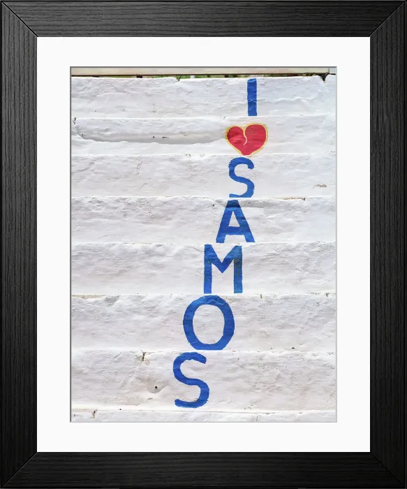 Framed Print : I love Samos staircase painting, Pythagoreio, Samos Island, North Aegean, Greece Framed Print : I love Samos staircase painting, Pythagoreio, Samos Island, North Aegean, Greece