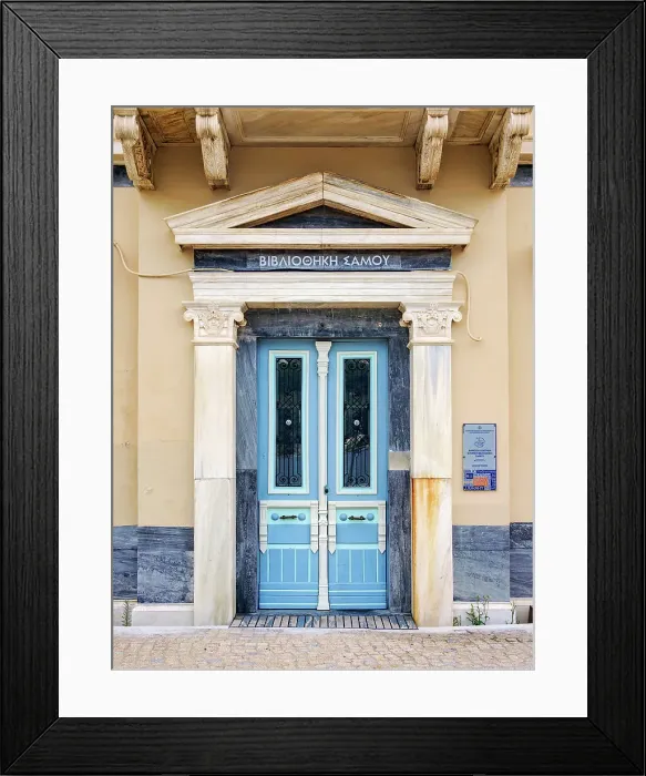 Framed Print : Library entrance door, Samos Town, Samos Island, North Aegean, Greece Framed Print : Library entrance door, Samos Town, Samos Island, North Aegean, Greece
