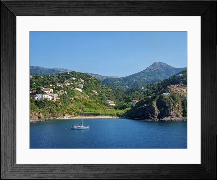 Framed Print : Sailboat by the Fles Beach, Evdilos, Icaria Island, North Aegean, Greece Framed Print : Sailboat by the Fles Beach, Evdilos, Icaria Island, North Aegean, Greece