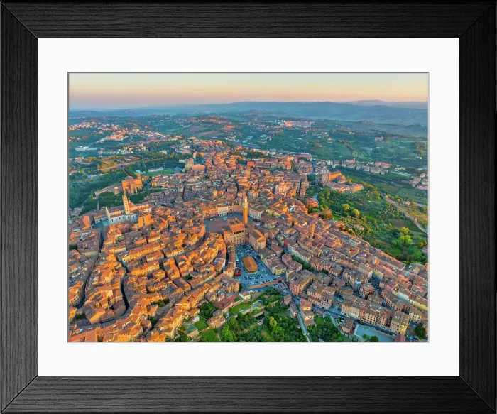 Framed Print : Aerial view of Siena cityscape at the early morning, Siena, Tuscany, Italy