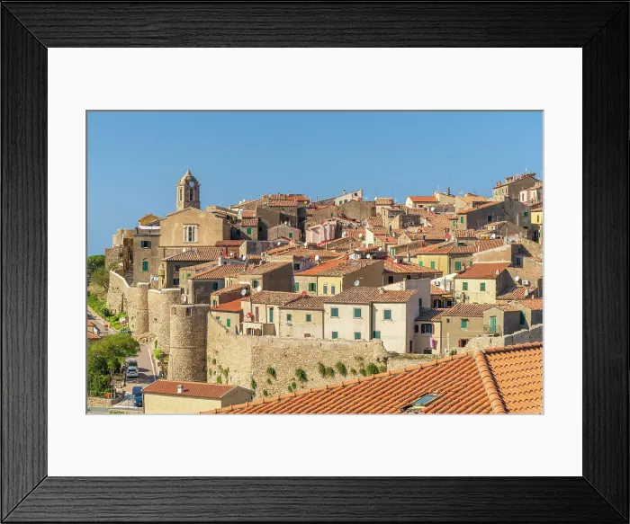 Framed Print : Europe, Italy, Tuscany. The main town of Giglio island, Castello