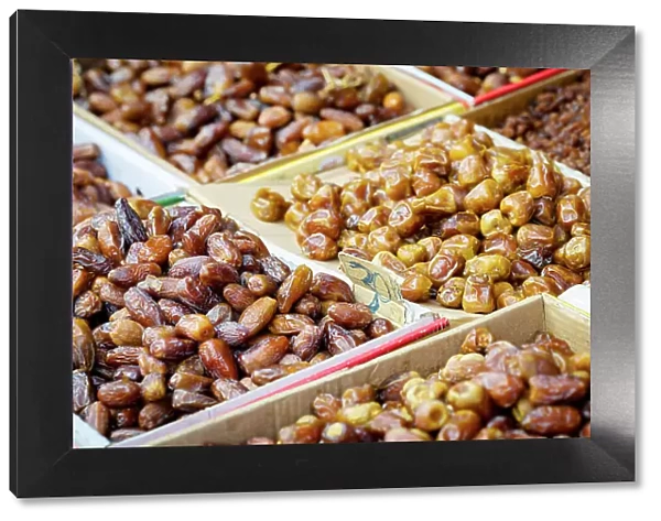 Fresh dates for sale in the street markets of Rabat, Morocco