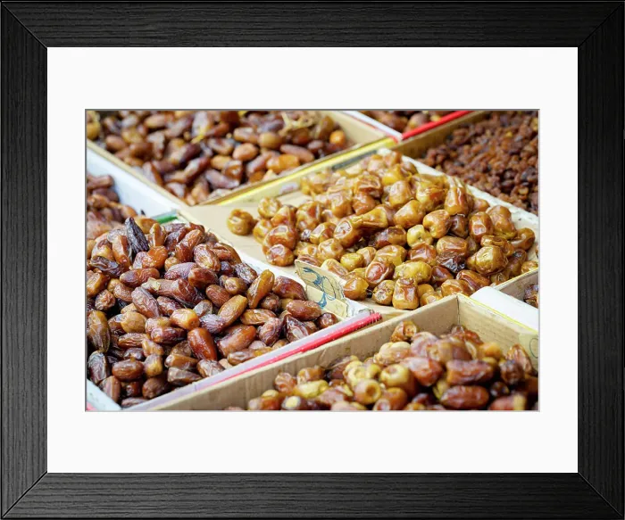 Framed Print : Fresh dates for sale in the street markets of Rabat, Morocco Framed Print : Fresh dates for sale in the street markets of Rabat, Morocco