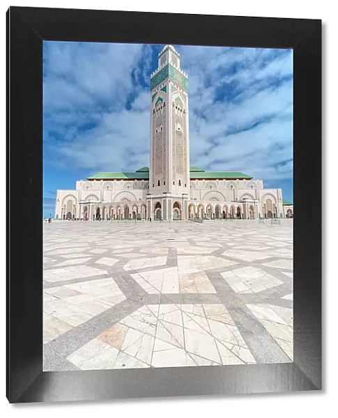 Decorated marble flooring of the square housing the Hassan II mosque, Casablanca, Morocco