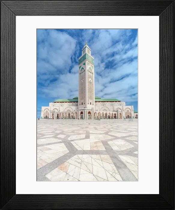 Framed Print : Decorated marble flooring of the square housing the Hassan II mosque, Casablanca, Morocco