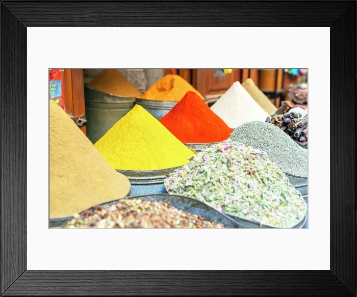 Framed Print : Spices and herbs for sale in the street markets of Marrakesh, Morocco Framed Print : Spices and herbs for sale in the street markets of Marrakesh, Morocco