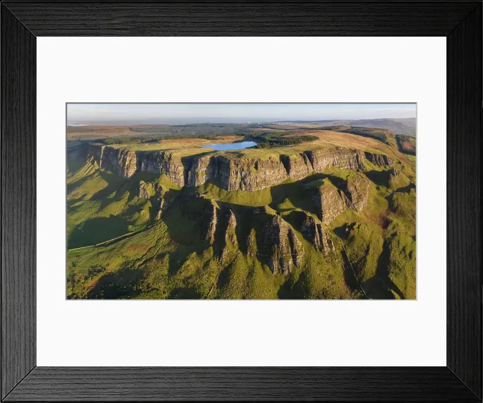 Framed Print : Aerial view of Binevenagh Mountain in County Antrim, Northern Ireland. Autumn (November) 2022 Framed Print : Aerial view of Binevenagh Mountain in County Antrim, Northern Ireland. Autumn (November) 2022