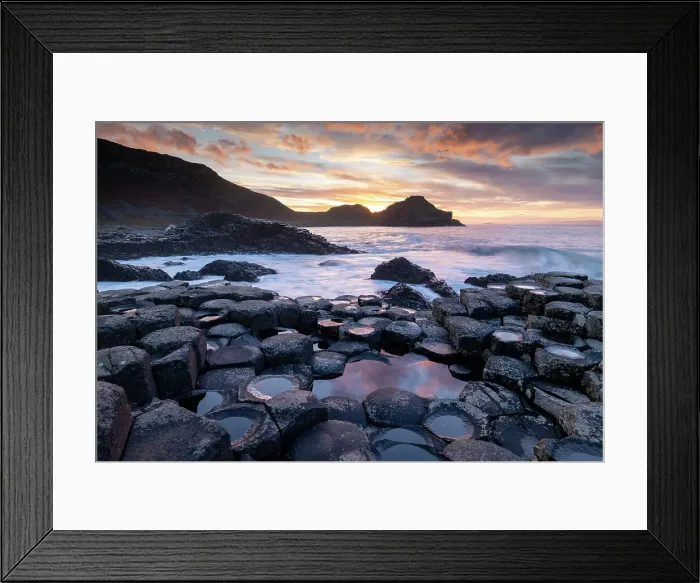 Framed Print : Beautiful sunset over the Giant's Causeway, Bushmills, Northern Ireland, UK. Autumn (November) 2022 Framed Print : Beautiful sunset over the Giant's Causeway, Bushmills, Northern Ireland, UK. Autumn (November) 2022