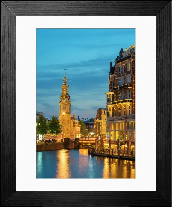 Framed Print : Munttoren tower at twilight, Amsterdam, Netherlands Framed Print : Munttoren tower at twilight, Amsterdam, Netherlands