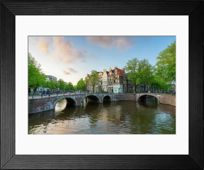 Framed Print : Bridges on Keizersgracht canal at sunset, Amsterdam, Netherlands Framed Print : Bridges on Keizersgracht canal at sunset, Amsterdam, Netherlands