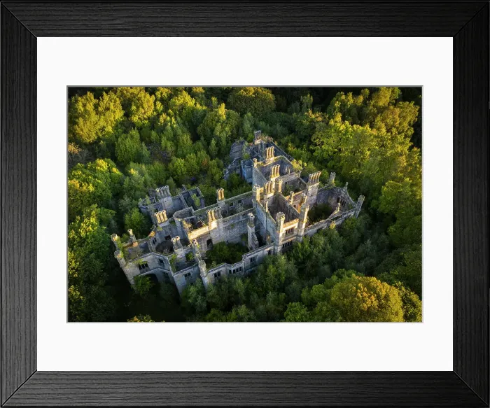 Framed Print : Aerial view showing the ruins of Dunmore House as it slowly becomes reclaimed by nature, Airth, Stirlingshire, Scotland. Autumn (September) 2022 Framed Print : Aerial view showing the ruins of Dunmore House as it slowly becomes reclaimed by nature, Airth, Stirlingshire, Scotland. Autumn (September) 2022