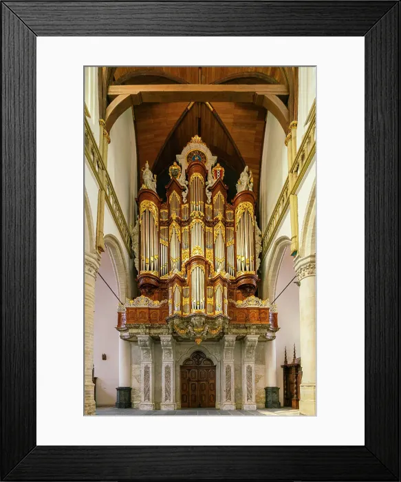 Framed Print : Pipe Organs inside De Oude Kerk Church, Oudekerksplein, Amsterdam, Netherlands