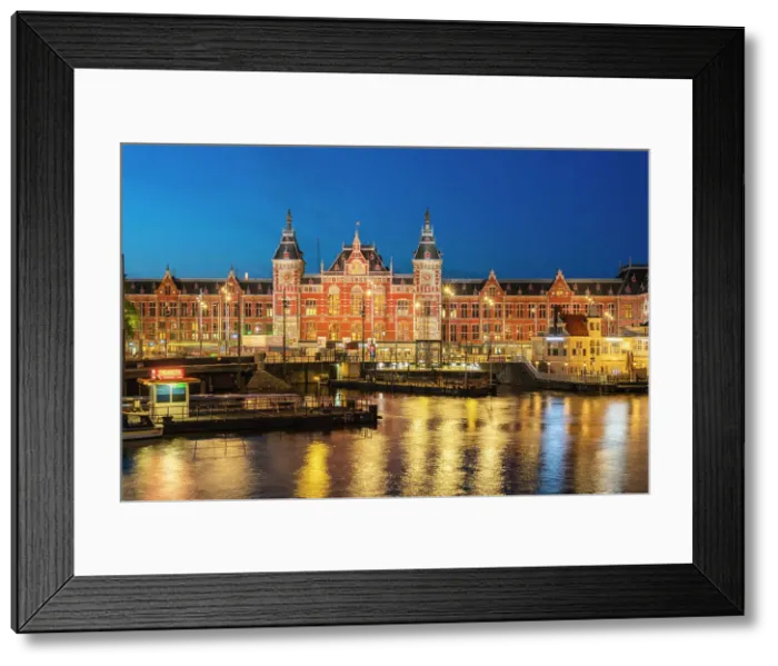 Framed Print : Amsterdam Centraal Station at twilight, Amsterdam, Netherlands
