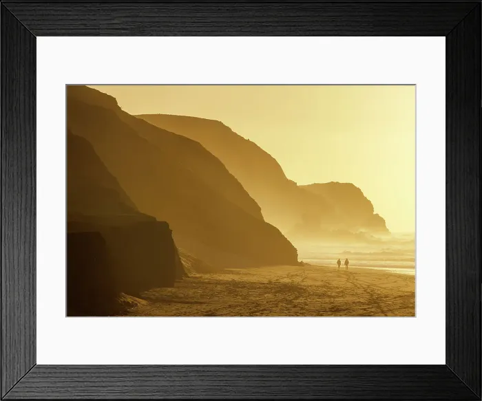 Framed Print : Towering cliffs and walkers on Praia da Cordoama beach, Algarve, Portugal Framed Print : Towering cliffs and walkers on Praia da Cordoama beach, Algarve, Portugal