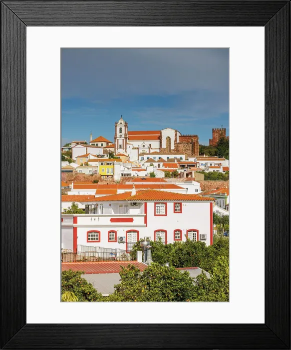 Framed Print : View of the old town with the castle and cathedral in Silves, Algarve, Portugal Framed Print : View of the old town with the castle and cathedral in Silves, Algarve, Portugal