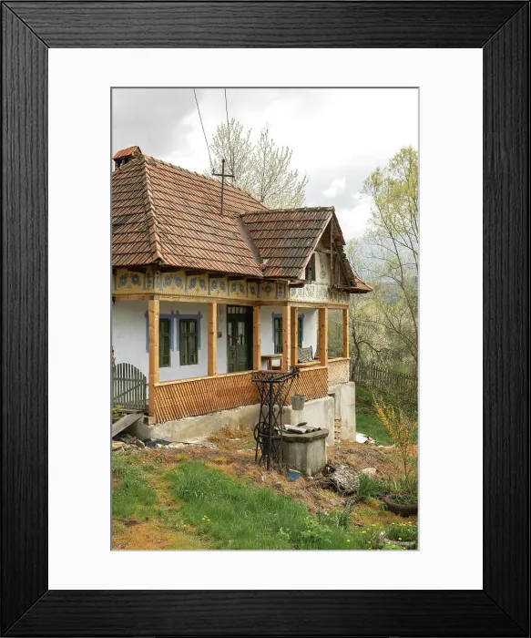 Framed Print : Former house of Elisabeta Rizea, the anti-Communist activist, Nucsoara, Arges County, Muntenia, Romania
