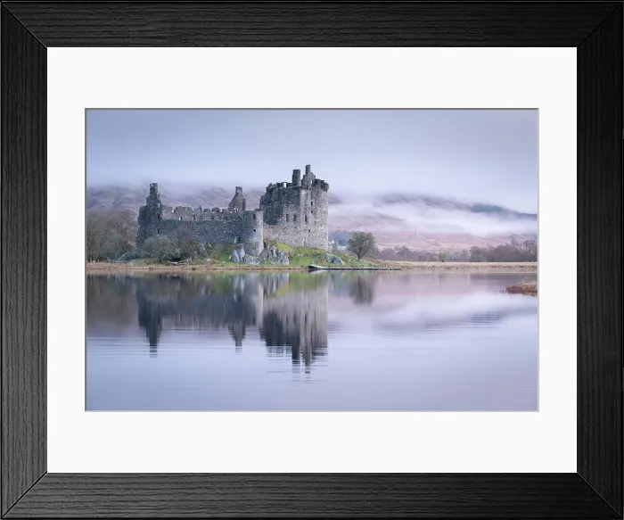 Framed Print : The ruins of Kilchurn Castle reflected in Loch Awe at dawn on a misty morning in the Scottish Highlands, Argyll and Bute, Scotland. Winter (March) 2017 Framed Print : The ruins of Kilchurn Castle reflected in Loch Awe at dawn on a misty morning in the Scottish Highlands, Argyll and Bute, Scotland. Winter (March) 2017