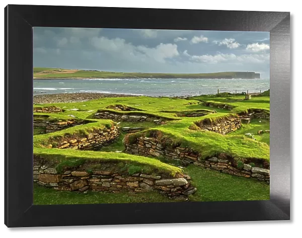 Remains of a Viking settlement on the Brough of Birsay, Orkney Islands, Scotland. Autumn (September) 2022