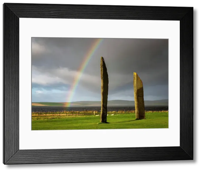 Framed Print : Rainbow over the Standing Stones of Stenness on Mainland, Orkney, Scotland. Autumn (October) 2022 Framed Print : Rainbow over the Standing Stones of Stenness on Mainland, Orkney, Scotland. Autumn (October) 2022