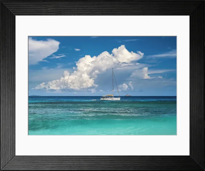 Framed Print : Sailing boat, La Digue, Seychelles Framed Print : Sailing boat, La Digue, Seychelles