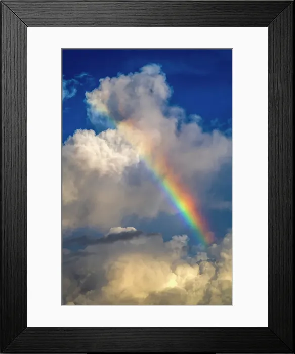 Framed Print : Thunder cloud and rainbow, Praslin, Seychelles