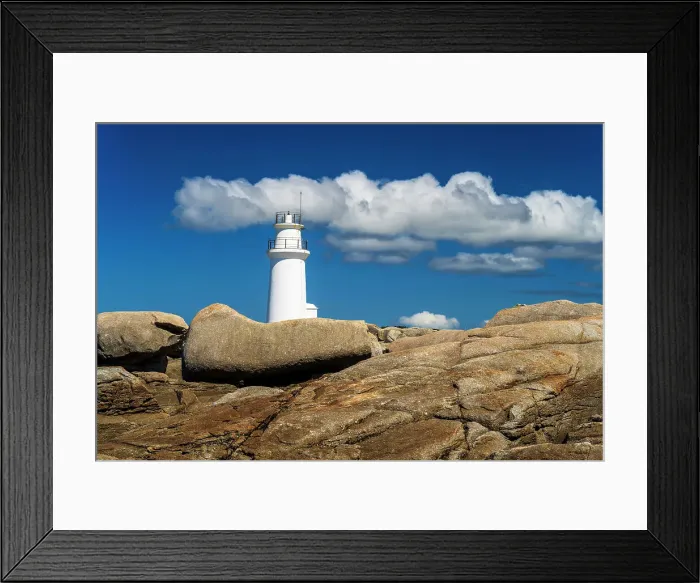 Framed Print : Lighthouse, Virxe da Barca, Muxia, Galicia, Spain