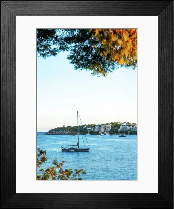 Framed Print : Sailing yacht anchored off the Palmanova beach, Mallorca, Spain Framed Print : Sailing yacht anchored off the Palmanova beach, Mallorca, Spain