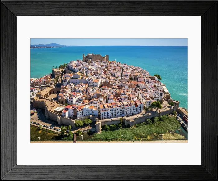 Framed Print : Aerial view of the old town, Peniscola, Valencian Community, Spain Framed Print : Aerial view of the old town, Peniscola, Valencian Community, Spain