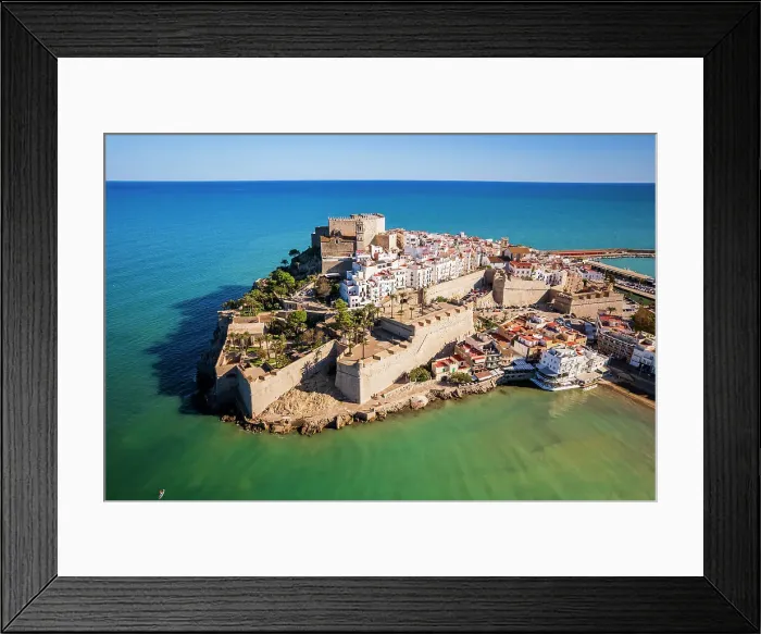 Framed Print : Aerial view of the old town, Peniscola, Valencian Community, Spain Framed Print : Aerial view of the old town, Peniscola, Valencian Community, Spain