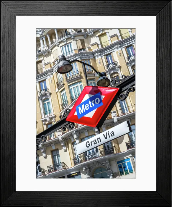Framed Print : Gran Via street metro sign, Madrid, Spain Framed Print : Gran Via street metro sign, Madrid, Spain