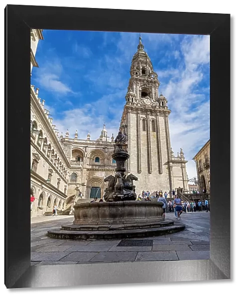 Clock tower, Cathedral, Santiago de Compostela, Galicia, Spain