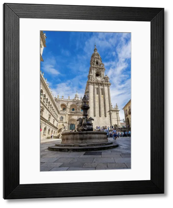 Framed Print : Clock tower, Cathedral, Santiago de Compostela, Galicia, Spain Framed Print : Clock tower, Cathedral, Santiago de Compostela, Galicia, Spain