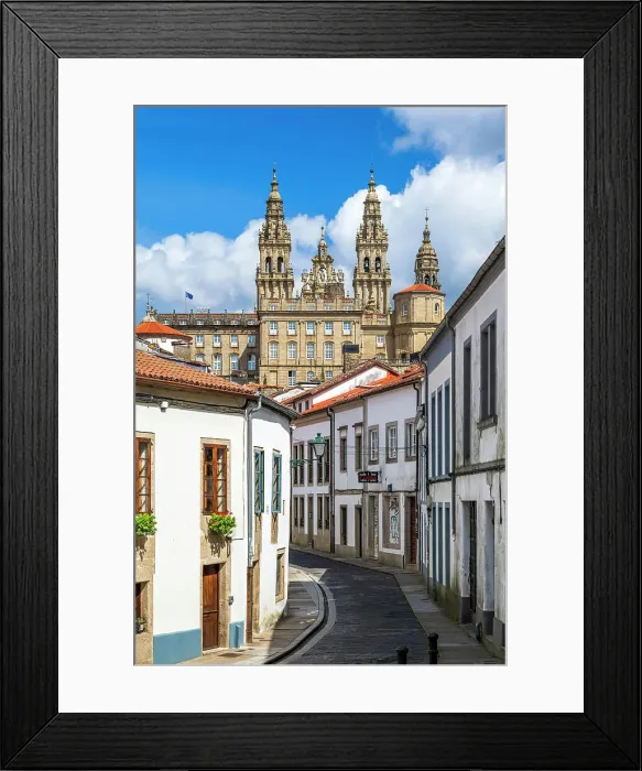 Framed Print : Cobbled street in the old town, Santiago de Compostela, Galicia, Spain Framed Print : Cobbled street in the old town, Santiago de Compostela, Galicia, Spain
