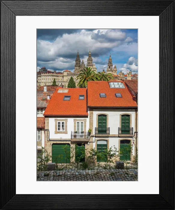 Framed Print : Picturesque view of the old town, Santiago de Compostela, Galicia, Spain Framed Print : Picturesque view of the old town, Santiago de Compostela, Galicia, Spain