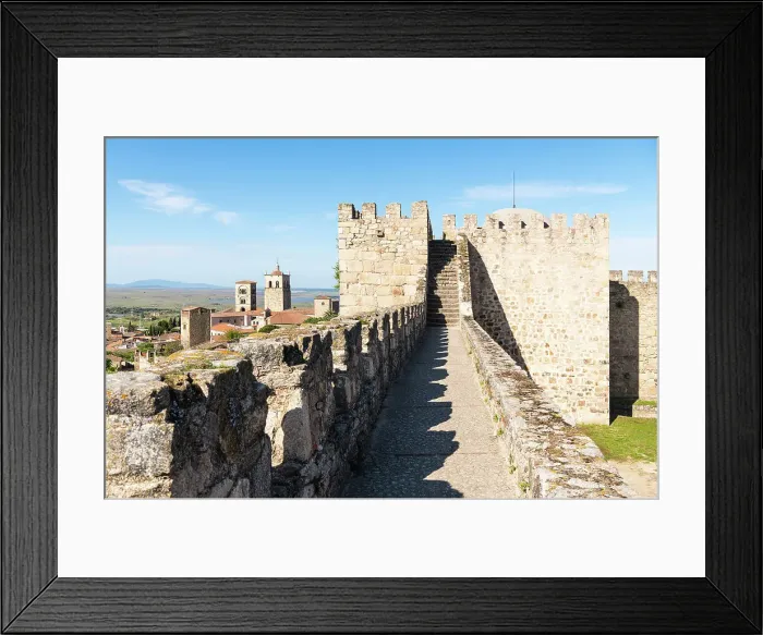Framed Print : Stone walls of Castillo de Trujillo (Trujillo Castle), with views towards Iglesia de Santa Maria la Mayor (church of Santa Maria la Mayor) on the left, Trujillo Extremadura, Caceres, Spain Framed Print : Stone walls of Castillo de Trujillo (Trujillo Castle), with views towards Iglesia de Santa Maria la Mayor (church of Santa Maria la Mayor) on the left, Trujillo Extremadura, Caceres, Spain