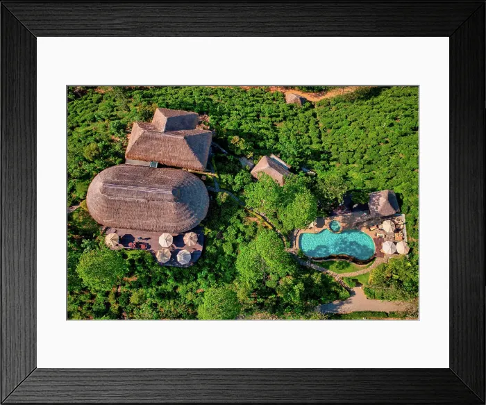 Framed Print : Aerial view of a resort in the forest with swimming pool, Badulla, Sri Lanka Framed Print : Aerial view of a resort in the forest with swimming pool, Badulla, Sri Lanka