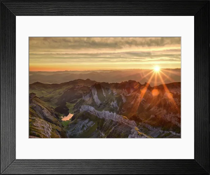 Framed Print : Switzerland, Appenzell, Mount Saentis, view to Seealpsee Framed Print : Switzerland, Appenzell, Mount Saentis, view to Seealpsee